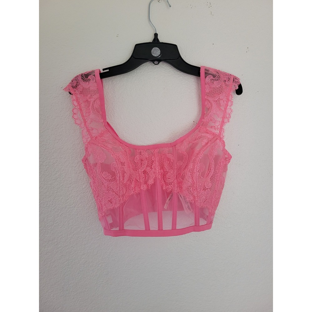 Victorias Secret Dream Angels Pink Lace Corset Bustier Top S-DD #12